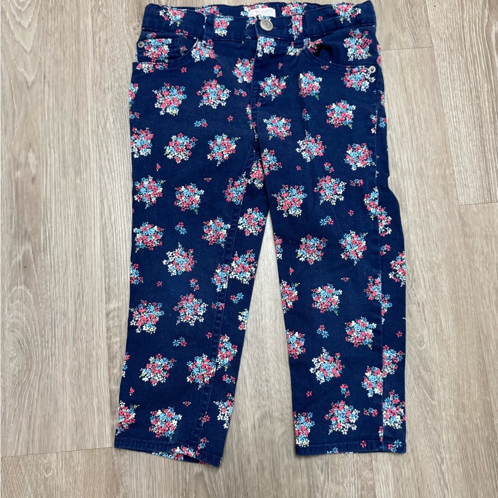 Children’s Place Kids Floral Jeans - Blue and Pink